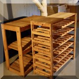 F55. Wooden shelving and wine storage. 